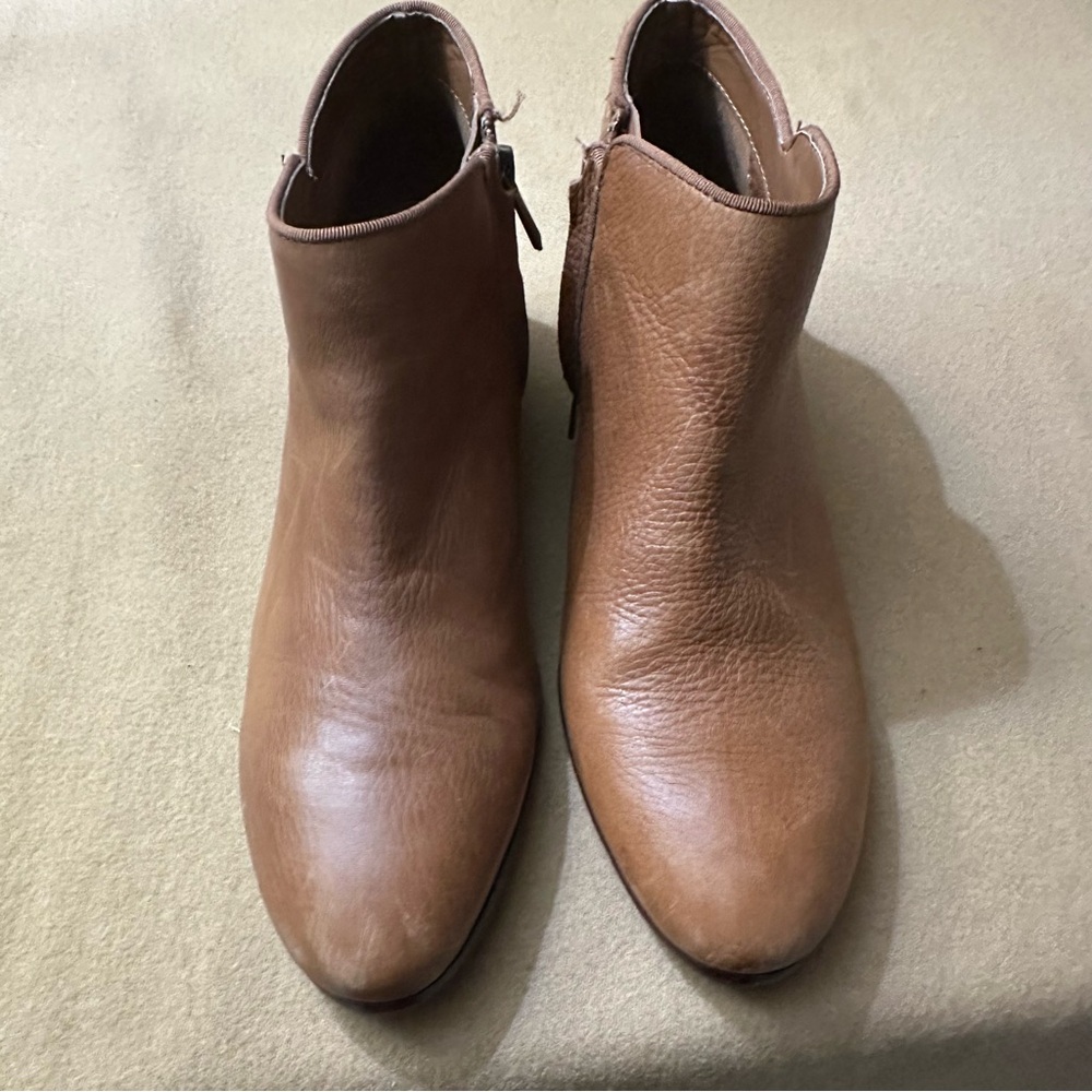 Women’s Sam Edelman Petty Saddle Tan Leather Zip Ankle  Boots Size 8